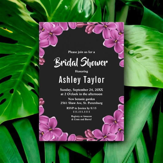 Romantisch Paarse Orchidee Zwart Bloemen Vrijgezel Kaart