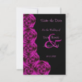 Romantisch Paarse Roos zwart Save the Date (Voorkant)