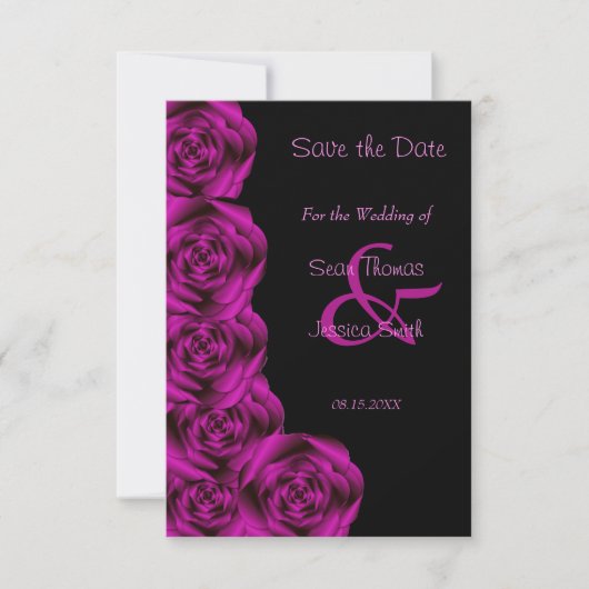 Romantisch Paarse Roos zwart Save the Date (Voorkant)