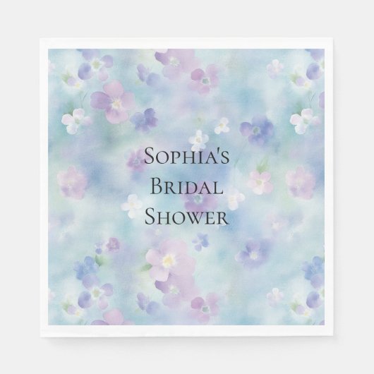 Romantisch  Paarse Witte Bloemen Vrijgezellenfeest Servet (Voorkant)