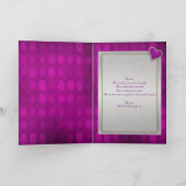 Romantisch paarse zilveren diamanten hart feestdagen kaart (Binnen)