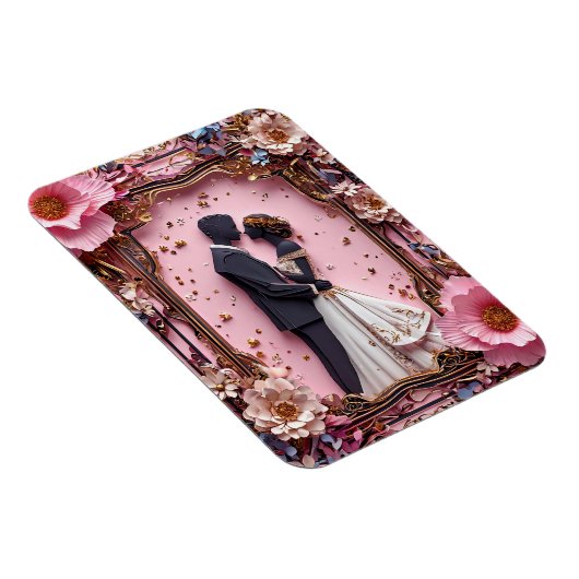 Romantisch papier silhouet bruiloft scene magneet (Rechterzijde)