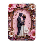 Romantisch papier silhouet bruiloft scene magneet (Verticaal)