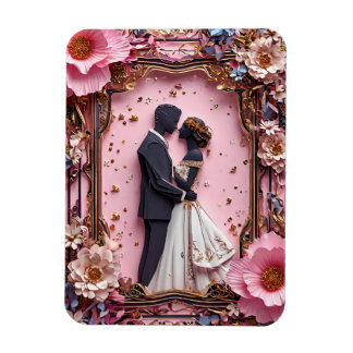 Romantisch papier silhouet bruiloft scene magneet