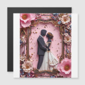 Romantisch papier silhouet bruiloft scene magnetische uitnodiging (Voorkant / Achterkant)