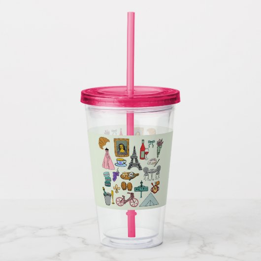Romantisch Parijs Acryl Drinkbeker (Voorkant)