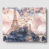 Romantisch Parijs Blauw Roze Wit Bloem Bruiloft Gastenboek (Achterkant)