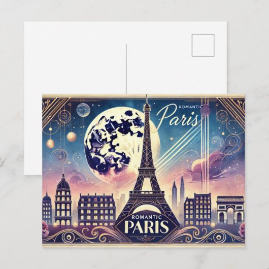Romantisch Parijs Briefkaart (Voorkant / Achterkant)