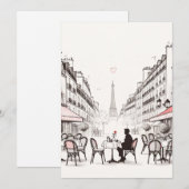 Romantisch Parijs café. Tafel voor één Feestdagenkaart (Voorkant / Achterkant)