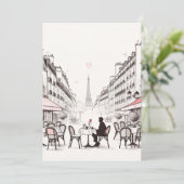 Romantisch Parijs café. Tafel voor één Feestdagenkaart (Staand voorkant)