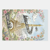 Romantisch Parijs, Eiffeltoren, Franse Kunst Inpakpapier Vel (Voorkant 2)