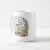 Romantisch Parijs, Eiffeltoren, Franse Kunst Koffiemok (Voorkant links)