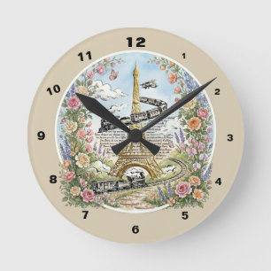 Romantisch Parijs, Eiffeltoren, Franse Kunst Ronde Klok