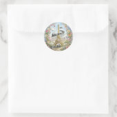 Romantisch Parijs, Eiffeltoren, Franse Kunst Ronde Sticker (Tas)
