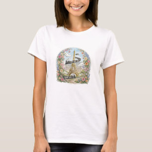 Romantisch Parijs, Eiffeltoren, Franse Kunst T-shirt