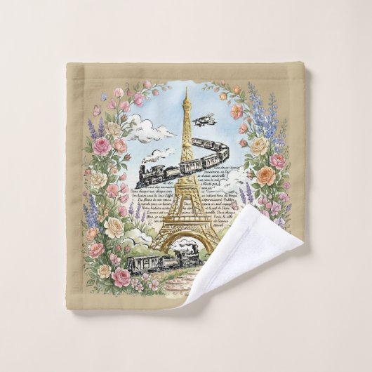 Romantisch Parijs, Eiffeltoren, Franse Kunst Washandje (Wasdoekje)