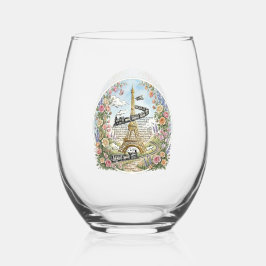 Romantisch Parijs, Eiffeltoren, Franse Kunst Wijnglas Zonder Voet