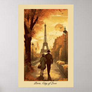 Romantisch Parijs Eiffeltoren Herfst Ontsnapping Poster