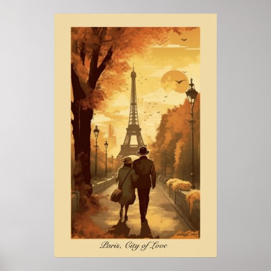 Romantisch Parijs Eiffeltoren Herfst Ontsnapping Poster (Voorkant)