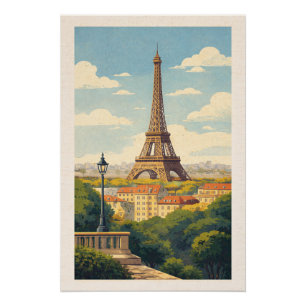 Romantisch Parijs Eiffeltoren Vintage Reisposter Perfect Poster