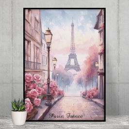 Romantisch Parijs Frankrijk – Eiffeltoren Bloemen Poster