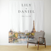 Romantisch Parijs Frankrijk Trouwfoto Achtergrond Wandkleed (In situ)