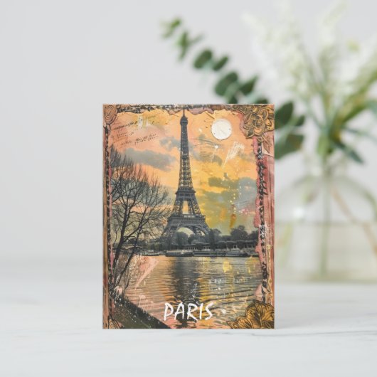 Romantisch Parijs Frankrijk Vintage Travel Briefkaart (Staand voorkant)