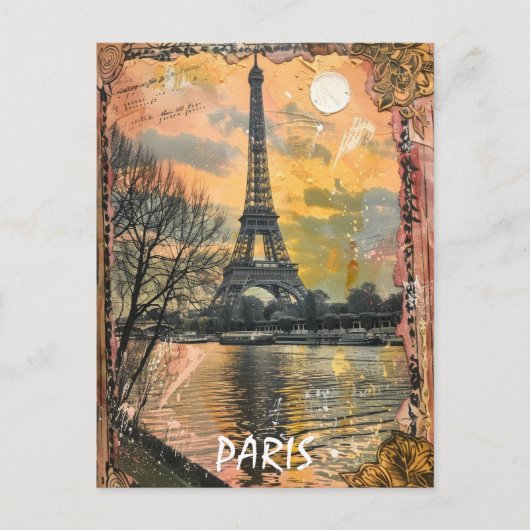 Romantisch Parijs Frankrijk Vintage Travel Briefkaart (Voorkant)