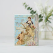 Romantisch Parijs Liefdes Shabbychic blauw Briefkaart (Staand voorkant)