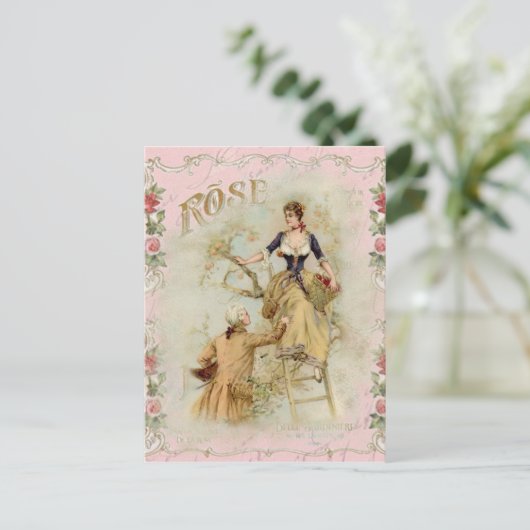 Romantisch Parijs overheerst roze shabbychic Briefkaart (Staand voorkant)