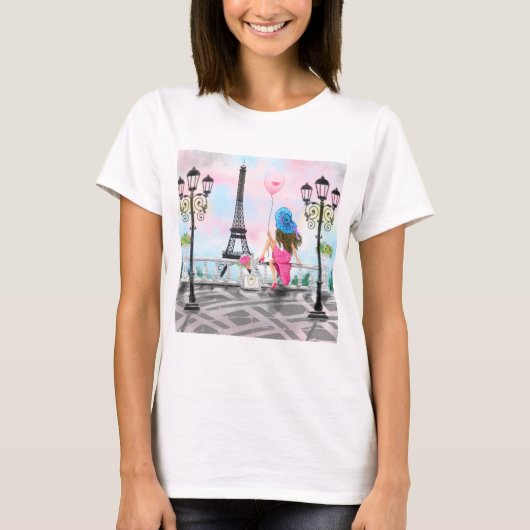 Romantisch Parijs T-Shirt (Voorkant)