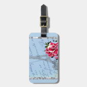 Romantisch Parijs Vintage Eiffeltoren & Roos Bagagelabel (Voorkant verticaal)