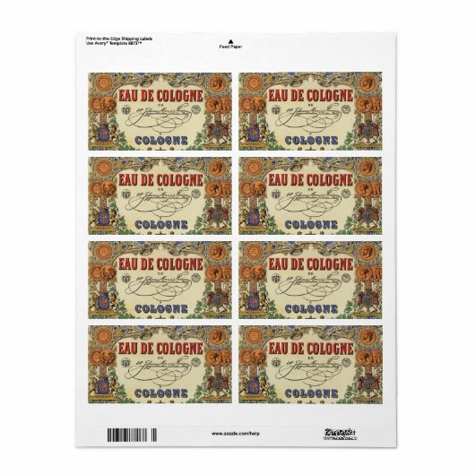 Romantisch  parisiaans etiket op parfum. (Full Sheet)