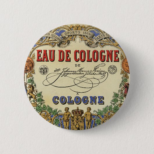 Romantisch parisiaans etiket op parfum. ronde button 5,7 cm (Voorkant)