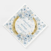 Romantisch  Pastel Blauw Goud Glitter Huwelijk Servet (Hoek)