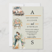 Romantisch Pastel Bloemen Bruiloft Paar Kaart (Voorkant)