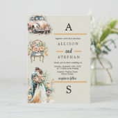 Romantisch Pastel Bloemen Bruiloft Paar Kaart (Staand voorkant)