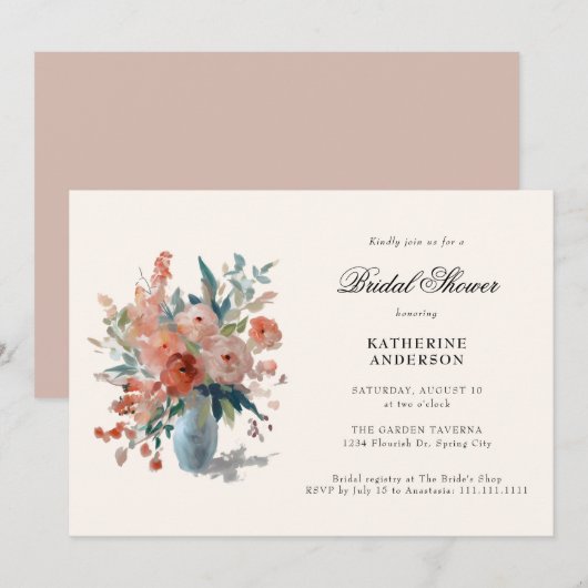 Romantisch pastel bloemenboeket Vrijgezellenfeest Kaart (Voorkant / Achterkant)