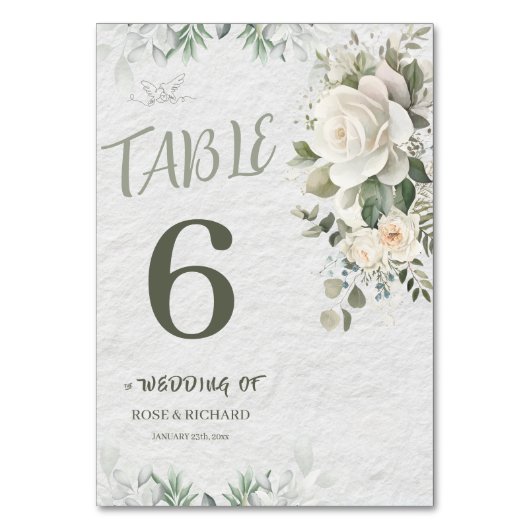 Romantisch Pastel Bloemendecor Bruiloft Tafelnumme Kaart (Voorkant)