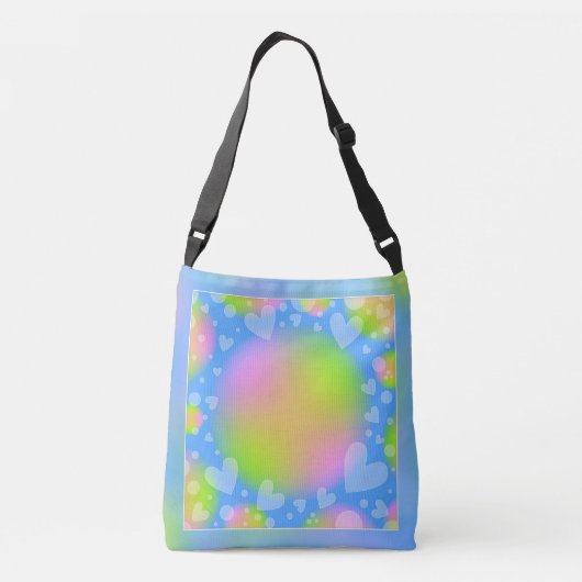 Romantisch pastel harten design crossbody tas (Achterkant)