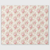 Romantisch Pastel Roze Rose Bloemen Gift Cadeaupapier (Vlak)