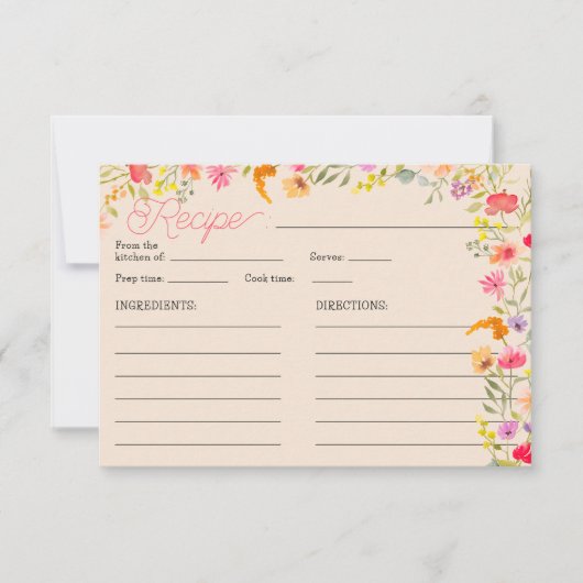Romantisch Pastel Wildflower Bloom bruidsrecept Kaart (Voorkant)
