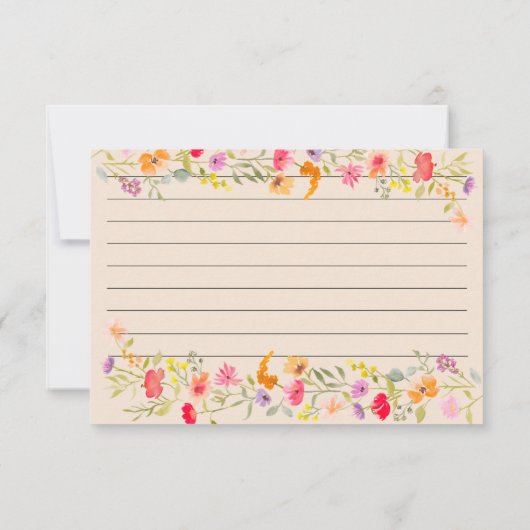 Romantisch Pastel Wildflower Bloom bruidsrecept Kaart (Achterkant)