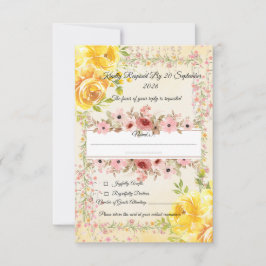 Romantisch Pastelkleurig Huwelijksbriefpapier RSVP Kaartje