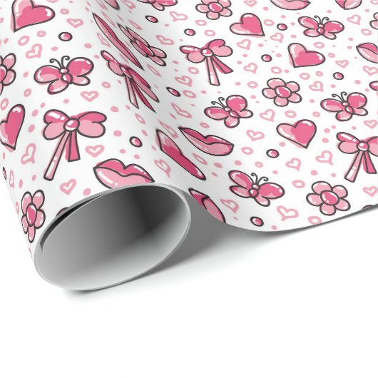 romantisch patroon cadeaupapier (Rol Hoek)