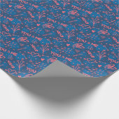 Romantisch Patroon Jij En Ik. Roze Blauw Op Marine Cadeaupapier (Hoek)