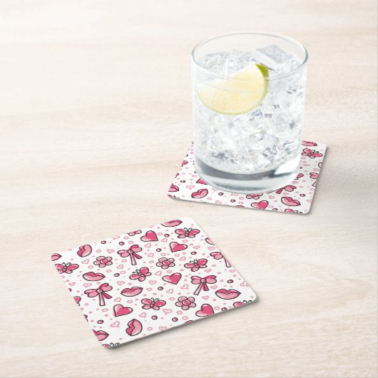 romantisch patroon kartonnen onderzetters (Insitu)