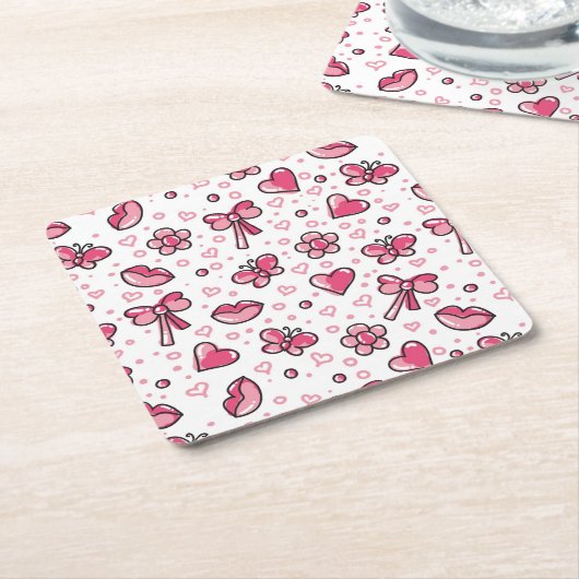 romantisch patroon kartonnen onderzetters (Schuin)