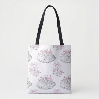 Romantisch patroon met balletjurken en ballet Sh Tote Bag