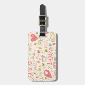 Romantisch patroon met hart en nieren bagagelabel (Voorkant verticaal)